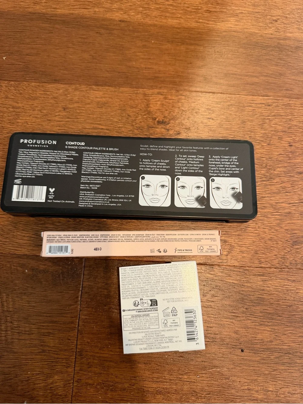 Profusion Cosmetics Contour Makeup Case, whoop lash serum, Valentino lip